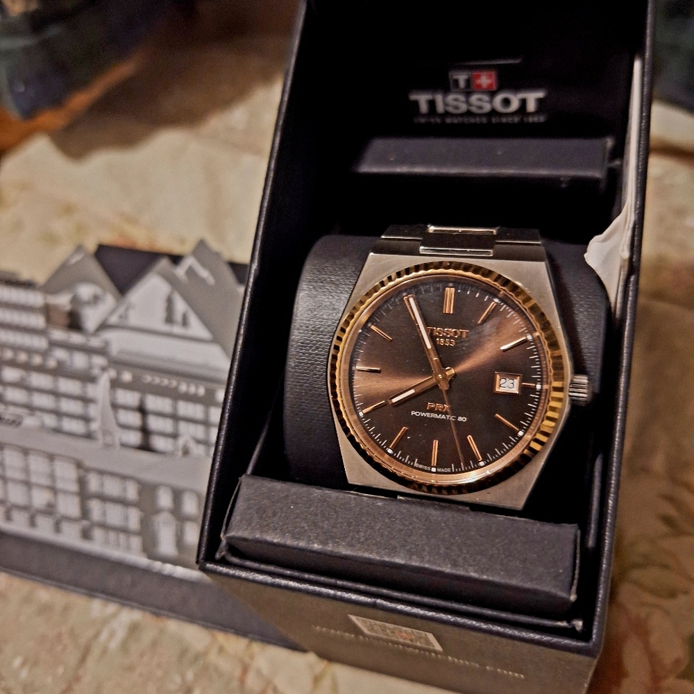 Tissot PRX 18kt gold fluted bezel